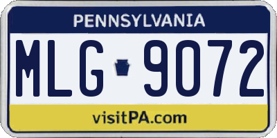 PA license plate MLG9072