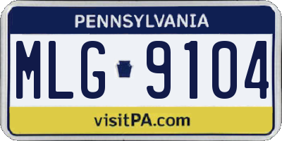 PA license plate MLG9104