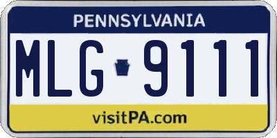 PA license plate MLG9111