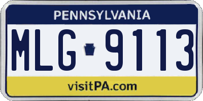 PA license plate MLG9113
