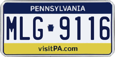 PA license plate MLG9116