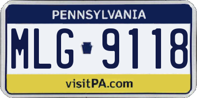 PA license plate MLG9118