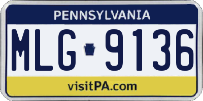 PA license plate MLG9136