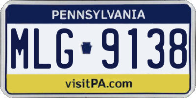 PA license plate MLG9138