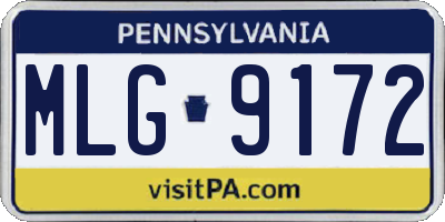 PA license plate MLG9172