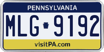 PA license plate MLG9192