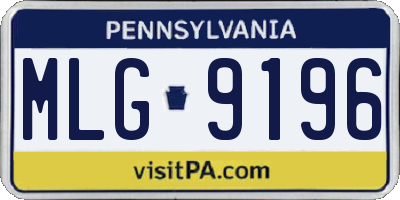 PA license plate MLG9196