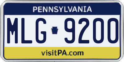 PA license plate MLG9200