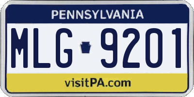 PA license plate MLG9201