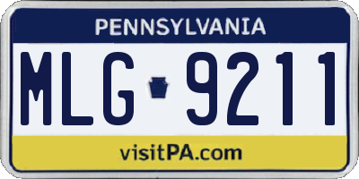 PA license plate MLG9211