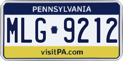 PA license plate MLG9212