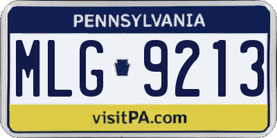 PA license plate MLG9213