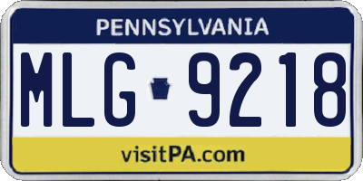 PA license plate MLG9218