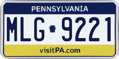PA license plate MLG9221