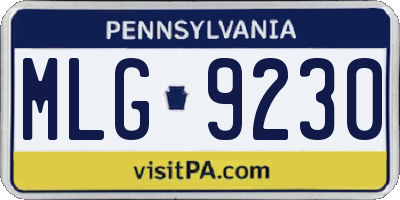PA license plate MLG9230