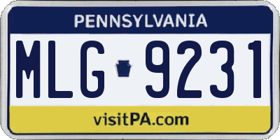 PA license plate MLG9231