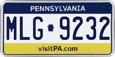 PA license plate MLG9232
