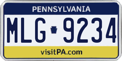 PA license plate MLG9234