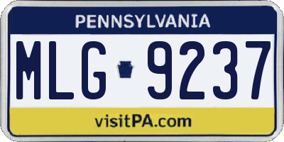 PA license plate MLG9237