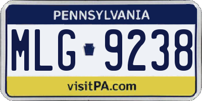 PA license plate MLG9238
