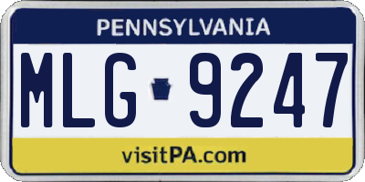 PA license plate MLG9247