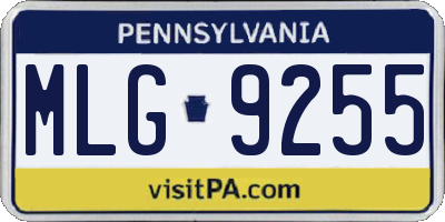 PA license plate MLG9255