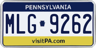 PA license plate MLG9262
