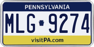 PA license plate MLG9274