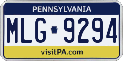 PA license plate MLG9294