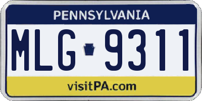 PA license plate MLG9311