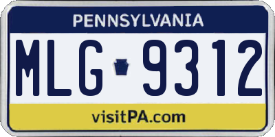 PA license plate MLG9312