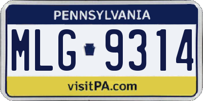 PA license plate MLG9314