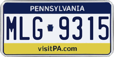 PA license plate MLG9315