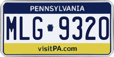 PA license plate MLG9320