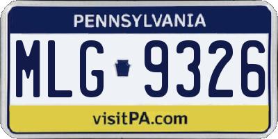 PA license plate MLG9326