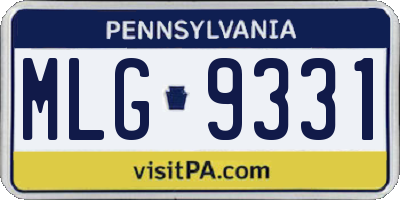 PA license plate MLG9331