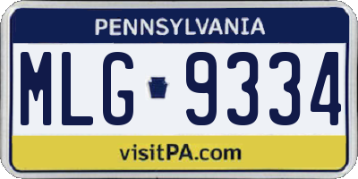 PA license plate MLG9334