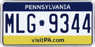 PA license plate MLG9344