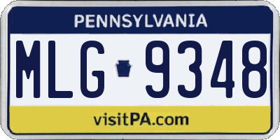 PA license plate MLG9348