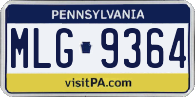 PA license plate MLG9364