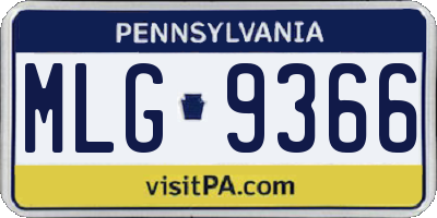 PA license plate MLG9366