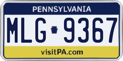 PA license plate MLG9367