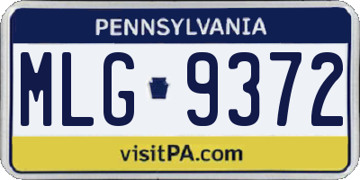 PA license plate MLG9372