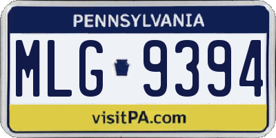 PA license plate MLG9394