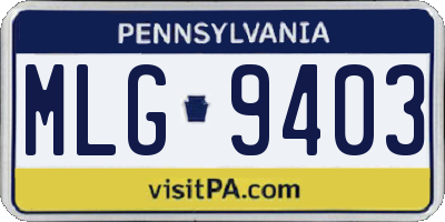 PA license plate MLG9403