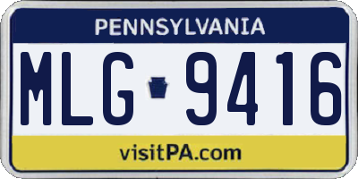 PA license plate MLG9416