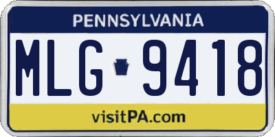 PA license plate MLG9418