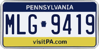 PA license plate MLG9419