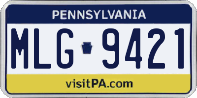 PA license plate MLG9421
