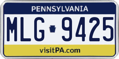 PA license plate MLG9425